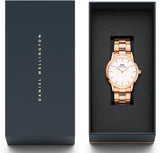 Daniel Wellington Iconic Link White Dial Rose Gold Steel Strap Watch For Women - DW00100209