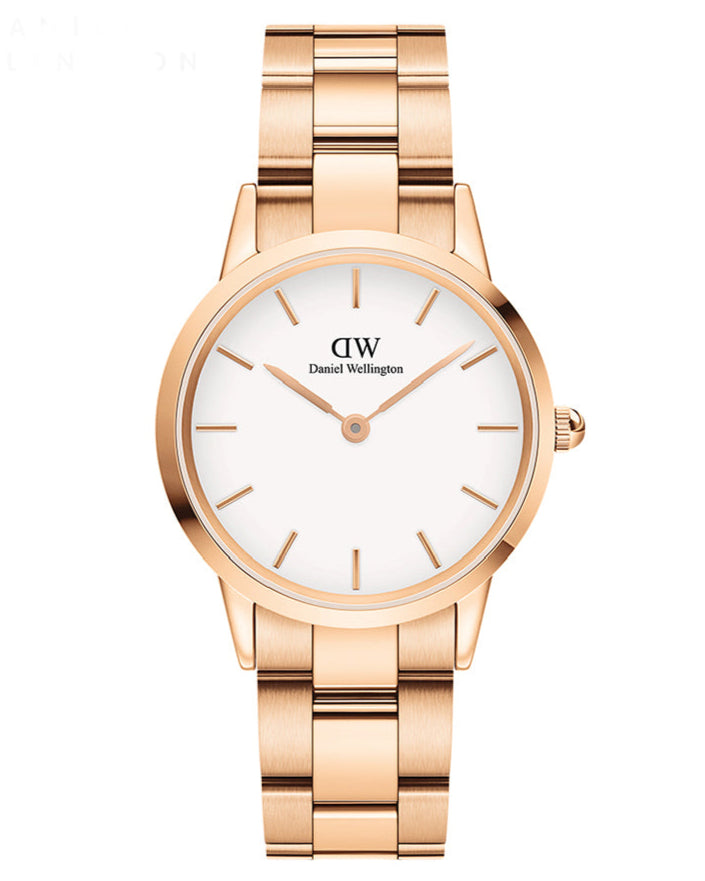 Daniel Wellington Iconic Link White Dial Rose Gold Steel Strap Watch For Women - DW00100211 Buy Now By Daniel Wellington