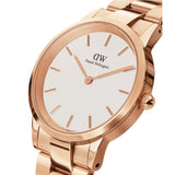 Daniel Wellington Iconic Link White Dial Rose Gold Steel Strap Watch For Women - DW00100211 Buy Now By Daniel Wellington
