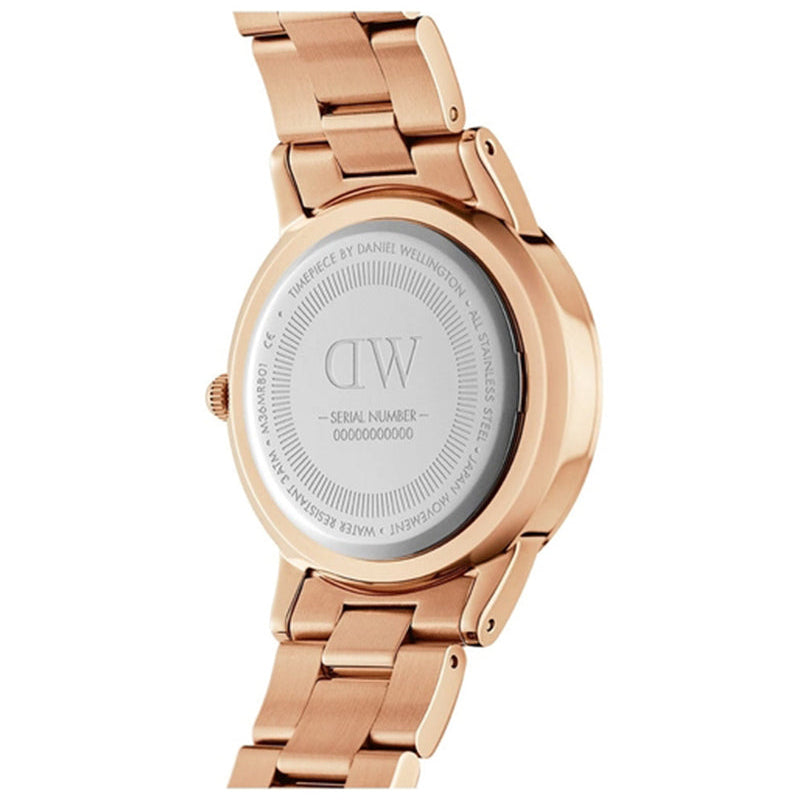 Daniel Wellington Iconic Link Black Dial Rose Gold Steel Strap Watch for Women - DW00100212 Buy Now By Daniel Wellington