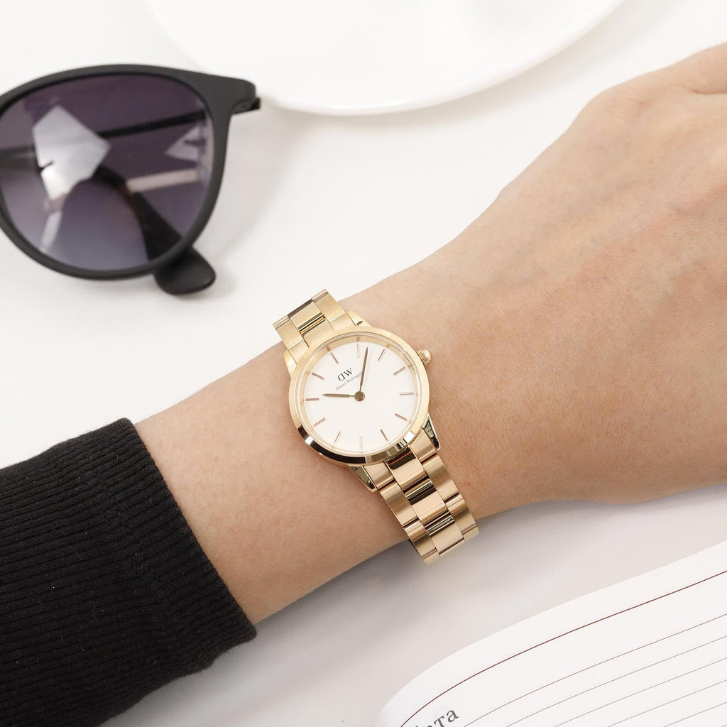 Daniel Wellington Iconic Link White Dial Rose Gold Steel Strap Watch for Women - DW00100213 Buy Now By Daniel Wellington
