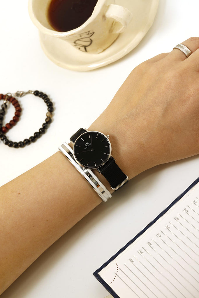 Daniel Wellington Classic Petite Cornwall Black Dial Black NATO Strap Watch For Women - DW00100216 Buy Now By Daniel Wellington