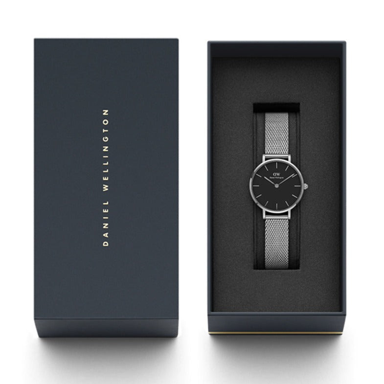 Daniel Wellington Petite Sterling Black Dial Silver Mesh Bracelet Watch For Women - DW00100218 Buy Now By Daniel Wellington