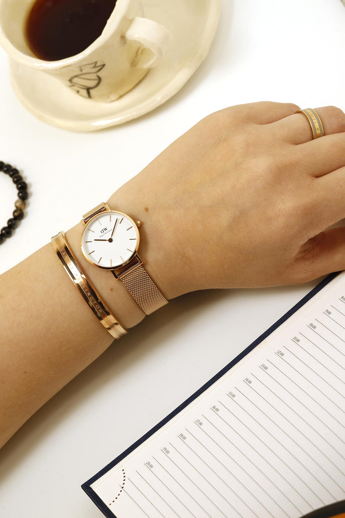 Daniel Wellington Classic Petite White Dial Rose Gold Mesh Bracelet Watch For Women - DW00100219 Buy Now By Daniel Wellington
