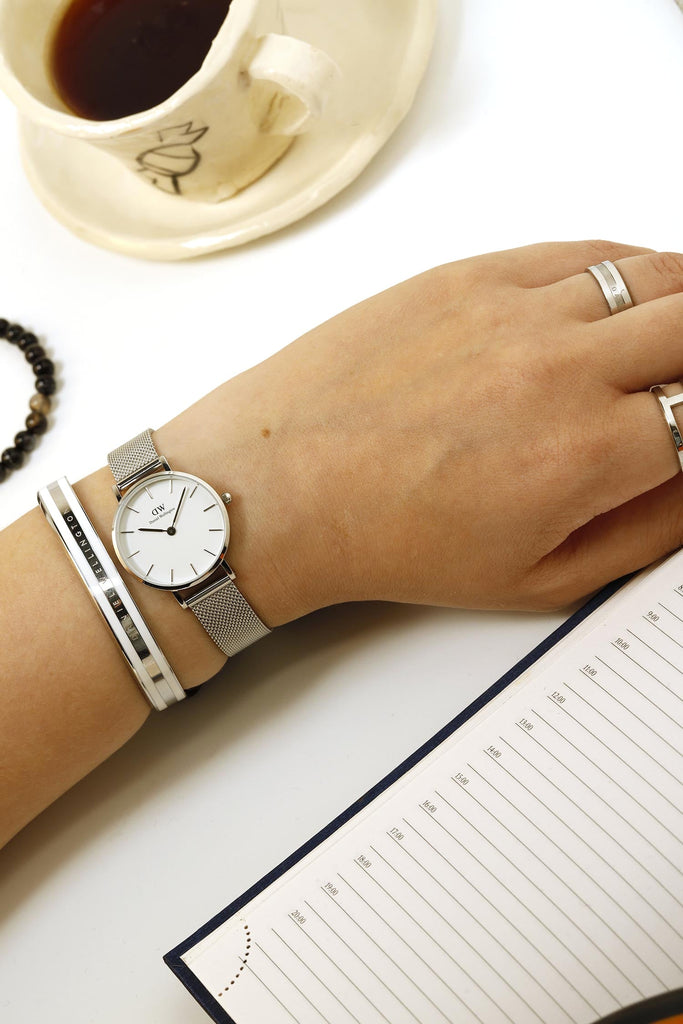 Daniel Wellington Petite Sterling White Dial Silver Mesh Bracelet Watch For Women - DW00100220 Buy Now By Daniel Wellington