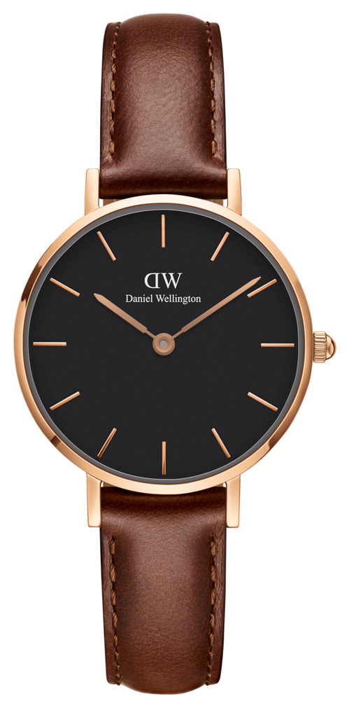 Daniel Wellington Classic Petite St Mawes Black Dial Brown Leather Strap Watch For Women - DW00100225 Buy Now By Daniel Wellington