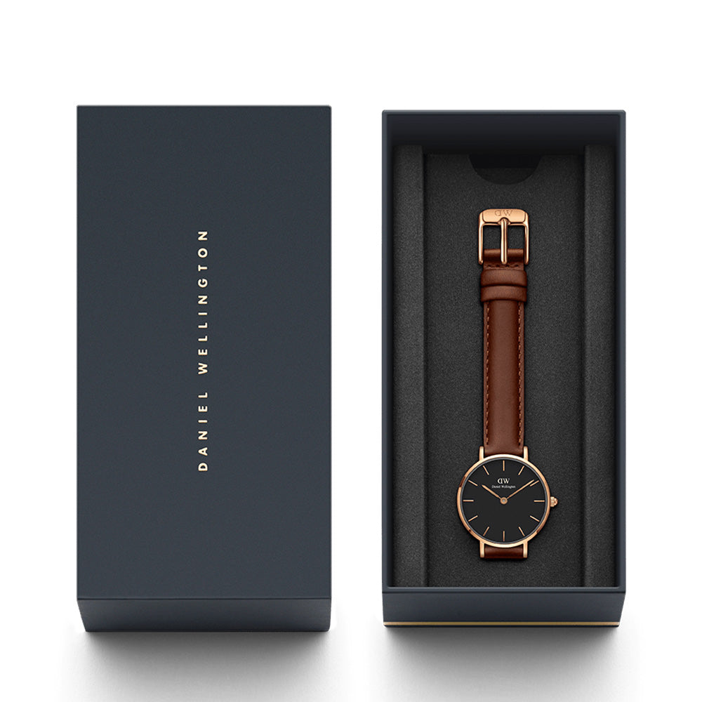 Daniel Wellington Classic Petite St Mawes Black Dial Brown Leather Strap Watch For Women - DW00100225 Buy Now By Daniel Wellington