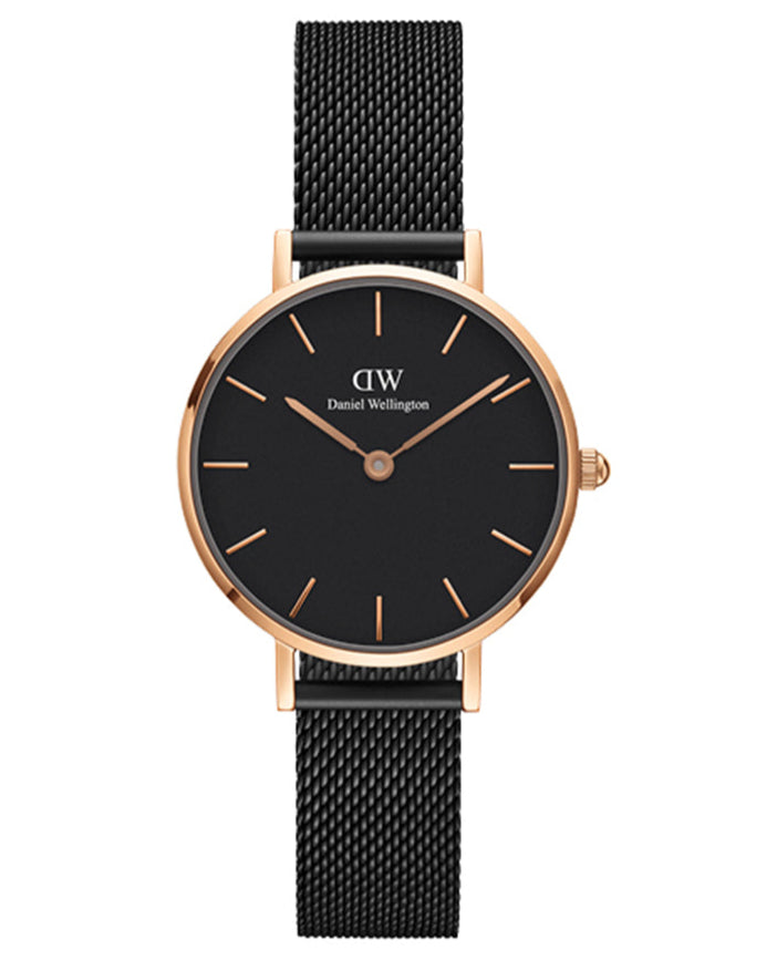Daniel Wellington Petite Ashfield Black Dial Black Mesh Strap Watch For Women - DW00100245 Buy Now By Daniel Wellington
