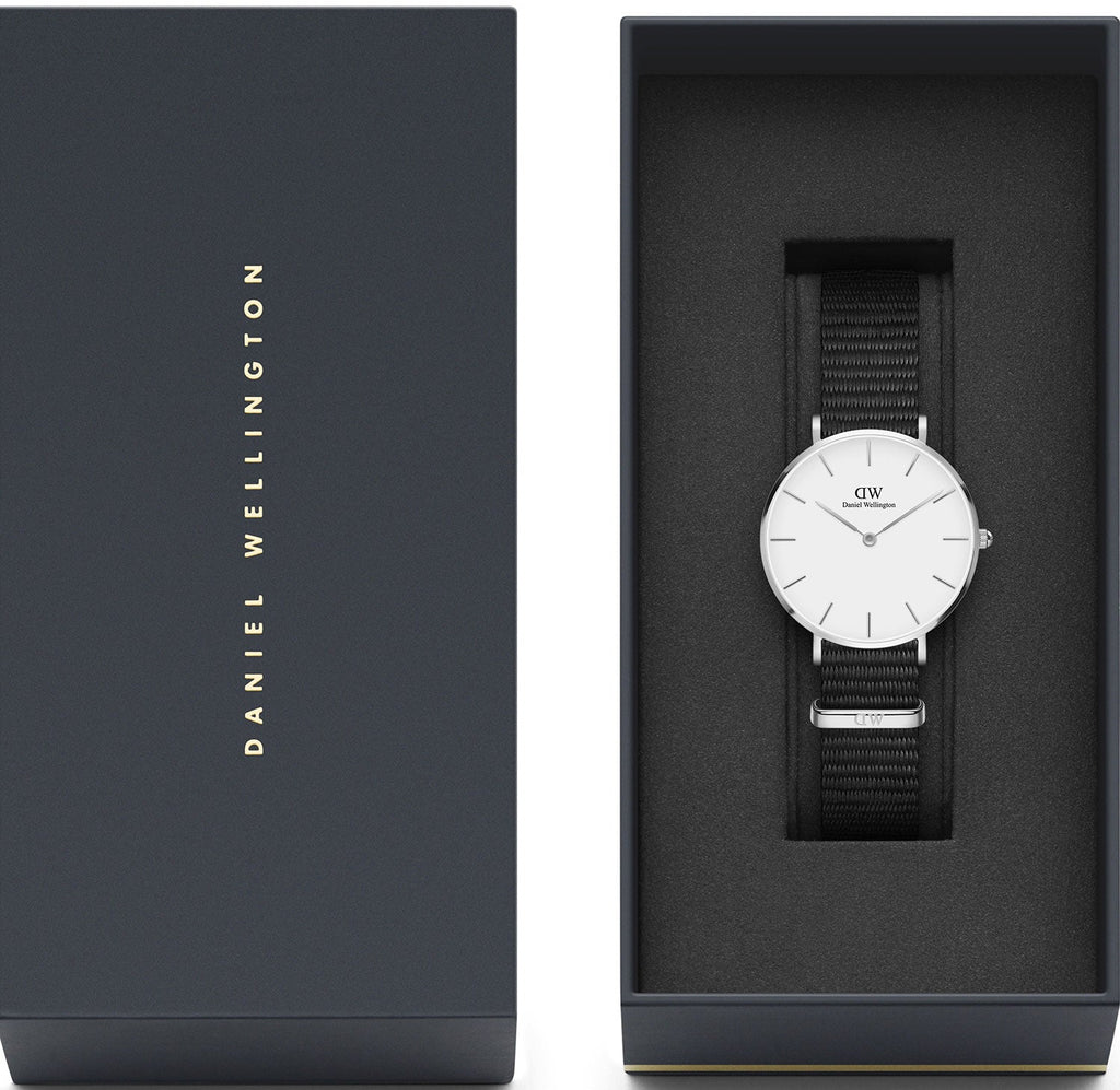 Daniel Wellington Classic Petite Cornwall White Dial Black NATO Strap Watch For Women - DW00100254 Buy Now By Daniel Wellington