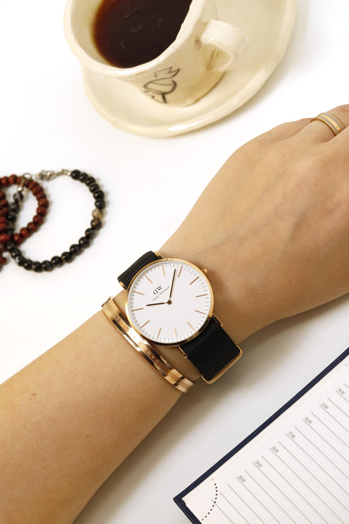 Daniel Wellington Classic Cornwall White Dial Black Nylon Strap Watch For Men - DW00100257 Buy Now By Daniel Wellington