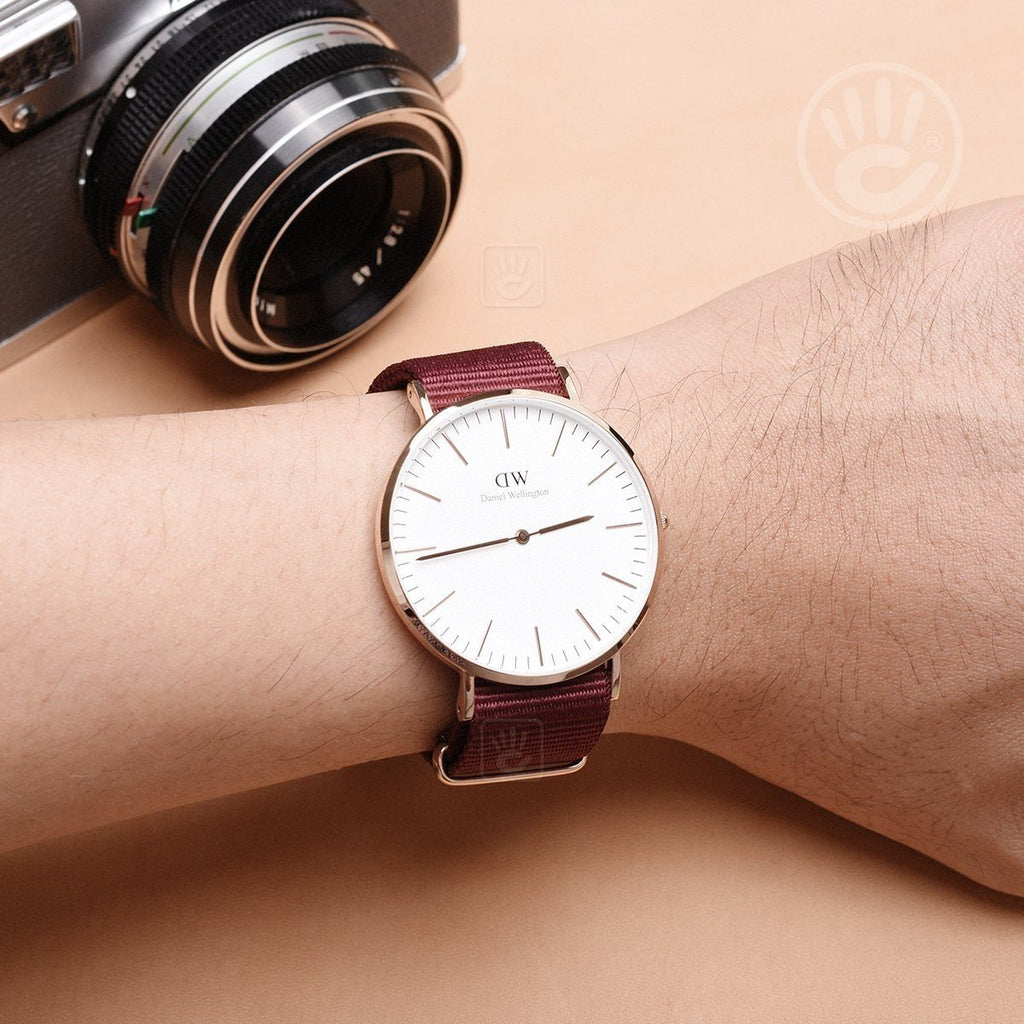 Daniel Wellington Classic Roselyn White Dial Maroon Nylon Strap Watch For Women - DW00100267 Buy Now By Daniel Wellington