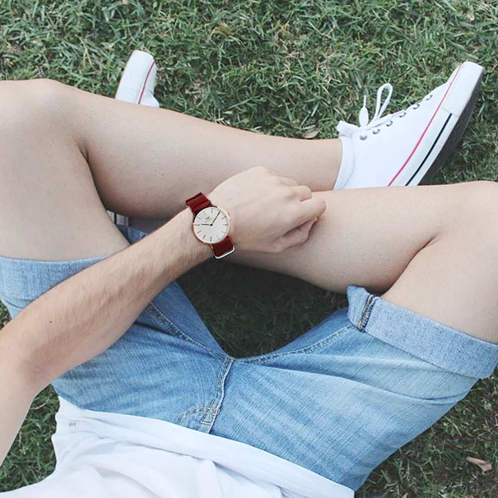 Daniel Wellington Classic Roselyn White Dial Maroon Nylon Strap Watch For Women - DW00100267 Buy Now By Daniel Wellington