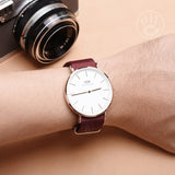 Daniel Wellington Classic Roselyn White Dial Maroon Nylon Strap Watch For Women - DW00100267 Buy Now By Daniel Wellington