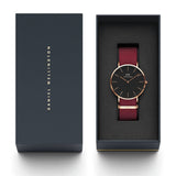 Daniel Wellington Classic Roselyn Black Dial Maroon Nylon Strap Watch For Women - DW00100269 Buy Now By Daniel Wellington