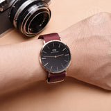 Daniel Wellington Classic Roselyn Black Dial Maroon Nylon Strap Watch For Women - DW00100269 Buy Now By Daniel Wellington