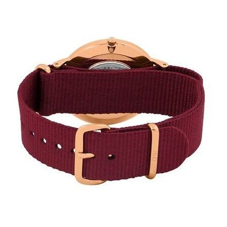 Daniel Wellington Classic Roselyn Black Dial Maroon Nylon Strap Watch For Women - DW00100273 Buy Now By Daniel Wellington