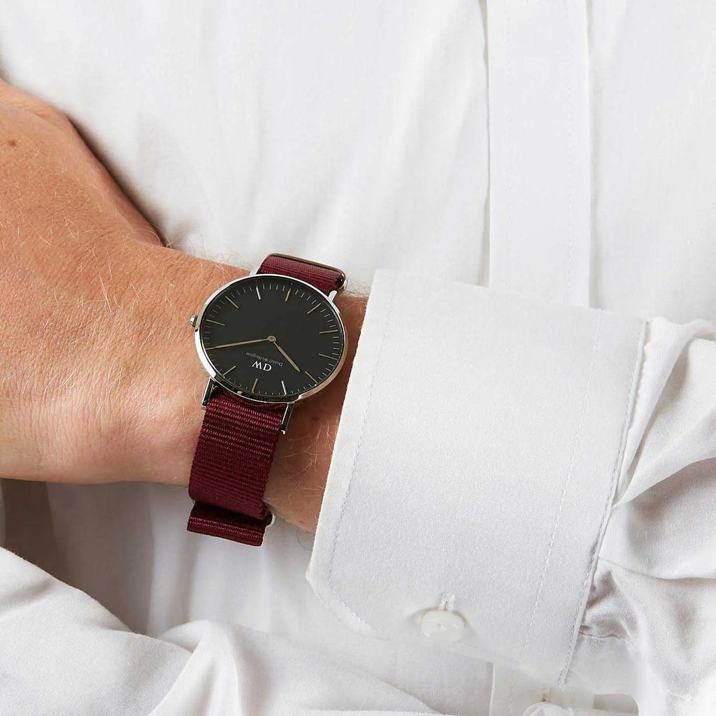 Daniel Wellington Classic Roselyn Black Dial Maroon Nylon Strap Watch For Women - DW00100274 Buy Now By Daniel Wellington
