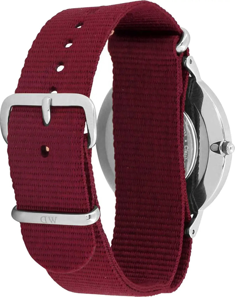 Daniel Wellington Classic Roselyn Black Dial Maroon Nylon Strap Watch For Women - DW00100274 Buy Now By Daniel Wellington