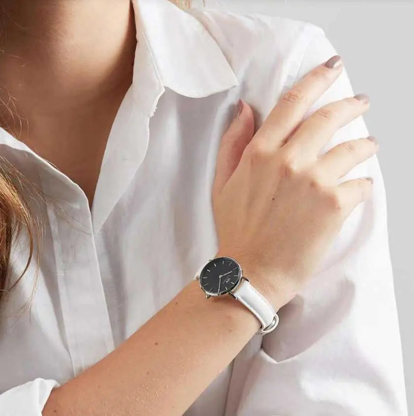 Daniel Wellington Classic Petite Bondi Black Dial White Leather Strap Watch for Women - DW00100286 Buy Now By Daniel Wellington
