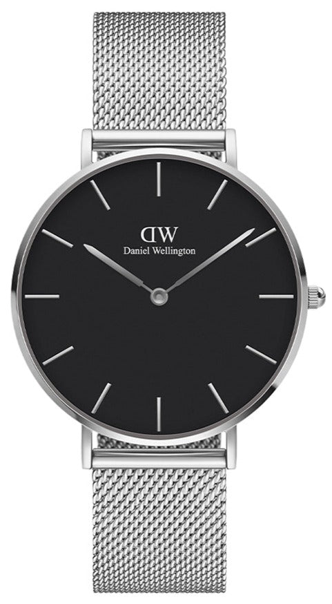 Daniel Wellington Petite Sterling Black Dial Silver Mesh Bracelet Watch For Women - DW00100304 Buy Now By Daniel Wellington