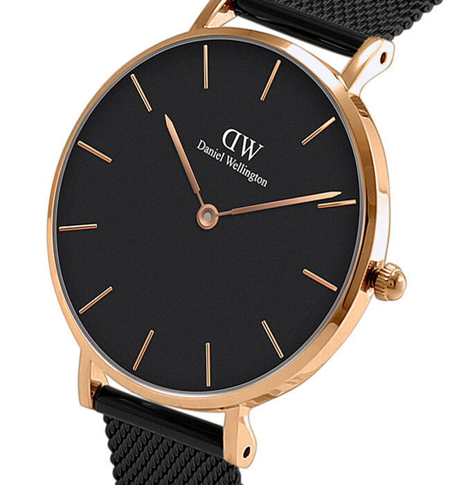 Daniel Wellington Petite Ashfield Black Dial Black Mesh Strap Watch for Women - DW00100307 Buy Now By Daniel Wellington