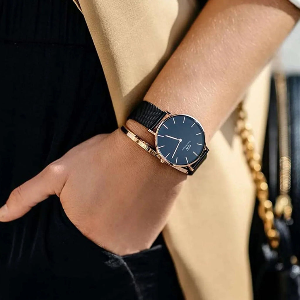 Daniel Wellington Petite Ashfield Black Dial Black Mesh Strap Watch for Women - DW00100307 Buy Now By Daniel Wellington