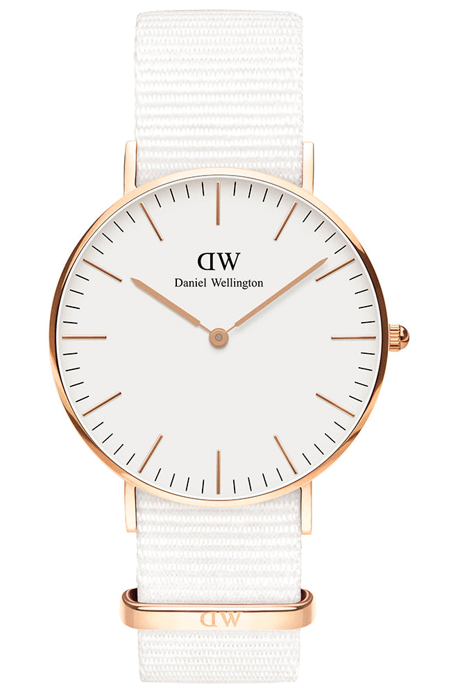 Daniel Wellington Classic Dover White Dial White Nylon Strap Watch For Women - DW00100309 Buy Now By Daniel Wellington