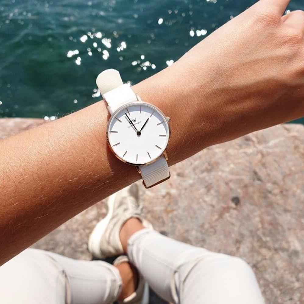 Daniel Wellington Classic Dover White Dial White Nylon Strap Watch For Women - DW00100309 Buy Now By Daniel Wellington