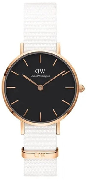 Daniel Wellington Classic Petite Dover Black Dial White NATO Strap Watch For Women - DW00100314 Buy Now By Daniel Wellington