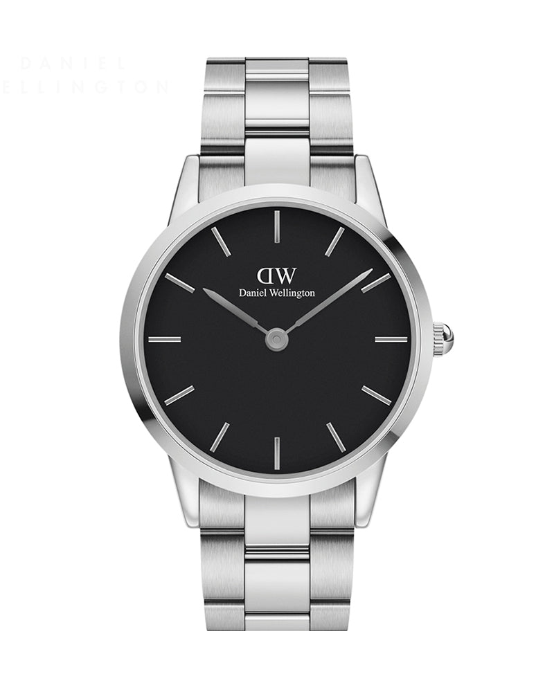 Daniel Wellington Iconic Link Black Dial Silver Steel Strap Watch For Women - DW00100342 Buy Now By Daniel Wellington