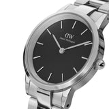 Daniel Wellington Iconic Link Black Dial Silver Steel Strap Watch For Women - DW00100342 Buy Now By Daniel Wellington