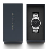 Daniel Wellington Iconic Link Black Dial Silver Steel Strap Watch For Women - DW00100342 Buy Now By Daniel Wellington