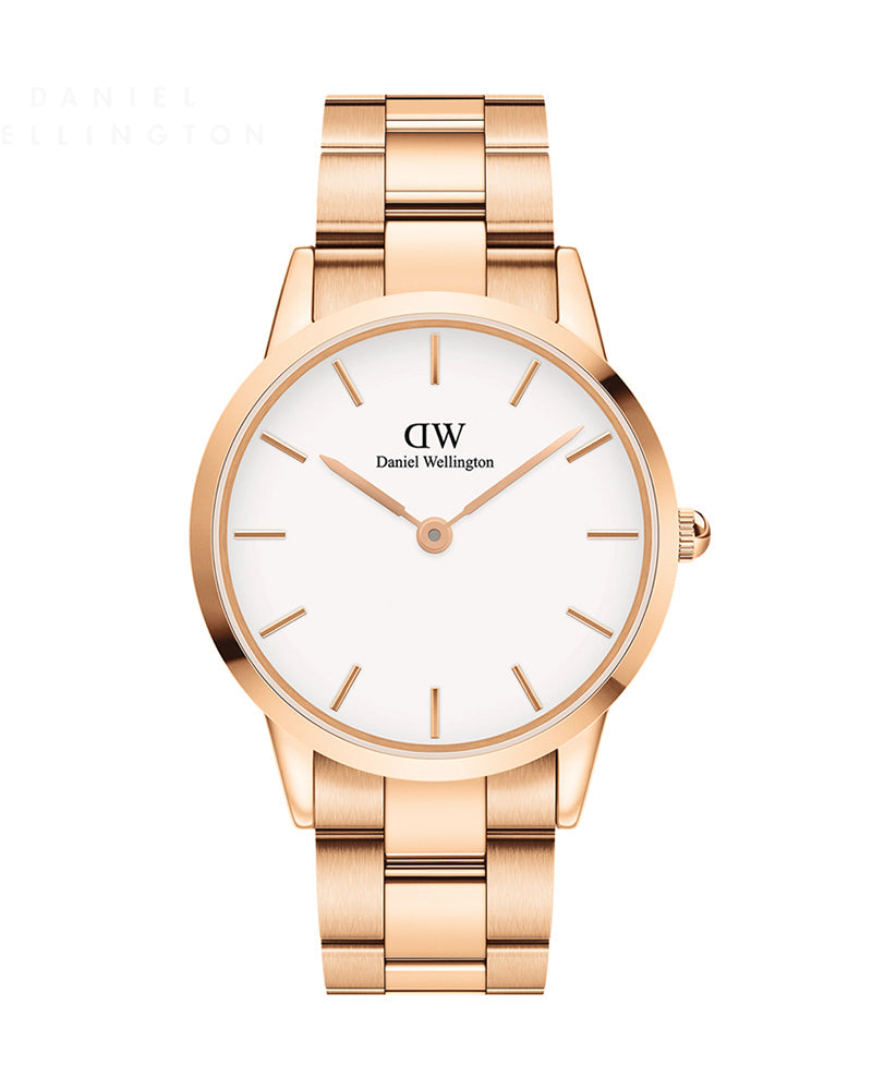 Daniel Wellington Iconic Link White Dial Gold Steel Strap Watch For Men - DW00100343 Buy Now By Daniel Wellington