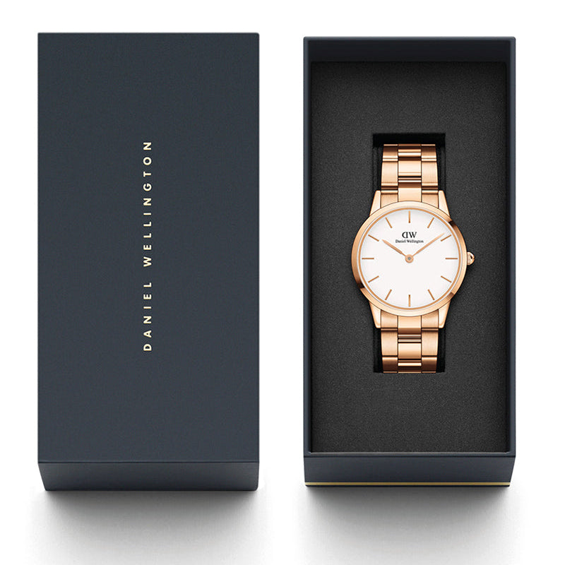 Daniel Wellington Iconic Link White Dial Gold Steel Strap Watch For Men - DW00100343 Buy Now By Daniel Wellington
