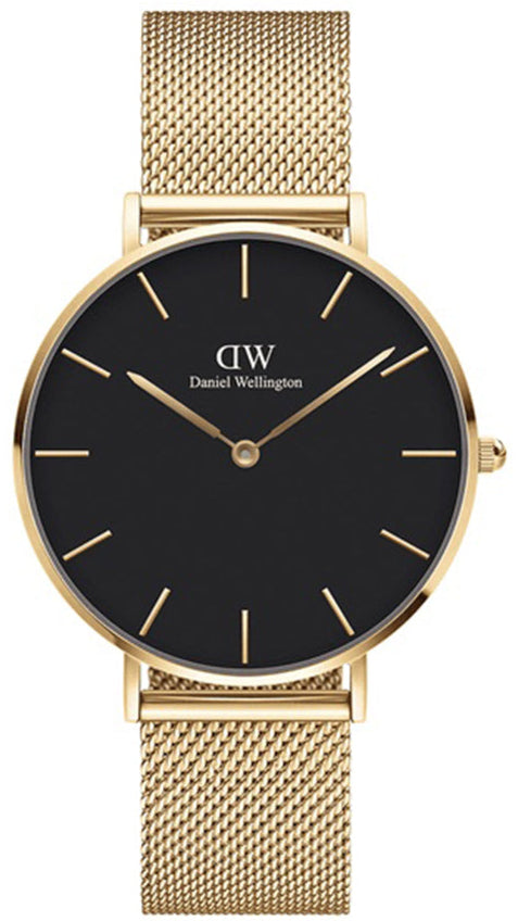 Daniel Wellington Petite Evergold Black Dial Gold Mesh Strap Watch For Women - DW00100345 Buy Now By Daniel Wellington