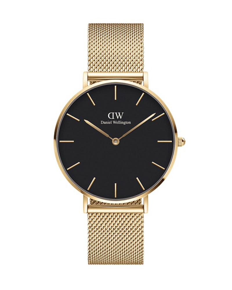 Daniel Wellington Petite Evergold Black Dial Gold Mesh Strap Watch For Women - DW00100345 Buy Now By Daniel Wellington