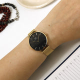 Daniel Wellington Petite Evergold Black Dial Gold Mesh Strap Watch For Women - DW00100345 Buy Now By Daniel Wellington