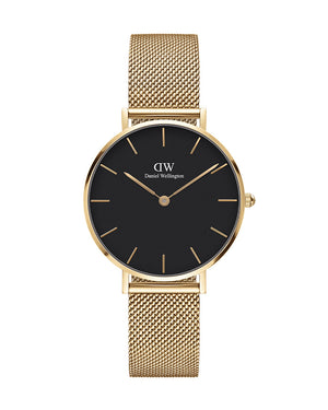 Daniel Wellington Classic Petite Black Dial Gold Mesh Bracelet Watch For Women - DW00100347 Buy Now By Daniel Wellington