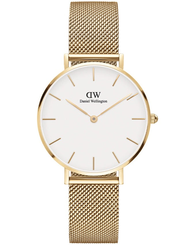 Daniel Wellington Classic Petite White Dial Gold Mesh Bracelet Watch For Women - DW00100348 Buy Now By Daniel Wellington