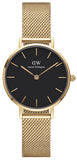 Daniel Wellington Classic Petite Evergold Black Dial Gold Mesh Bracelet Watch For Women - DW00100349