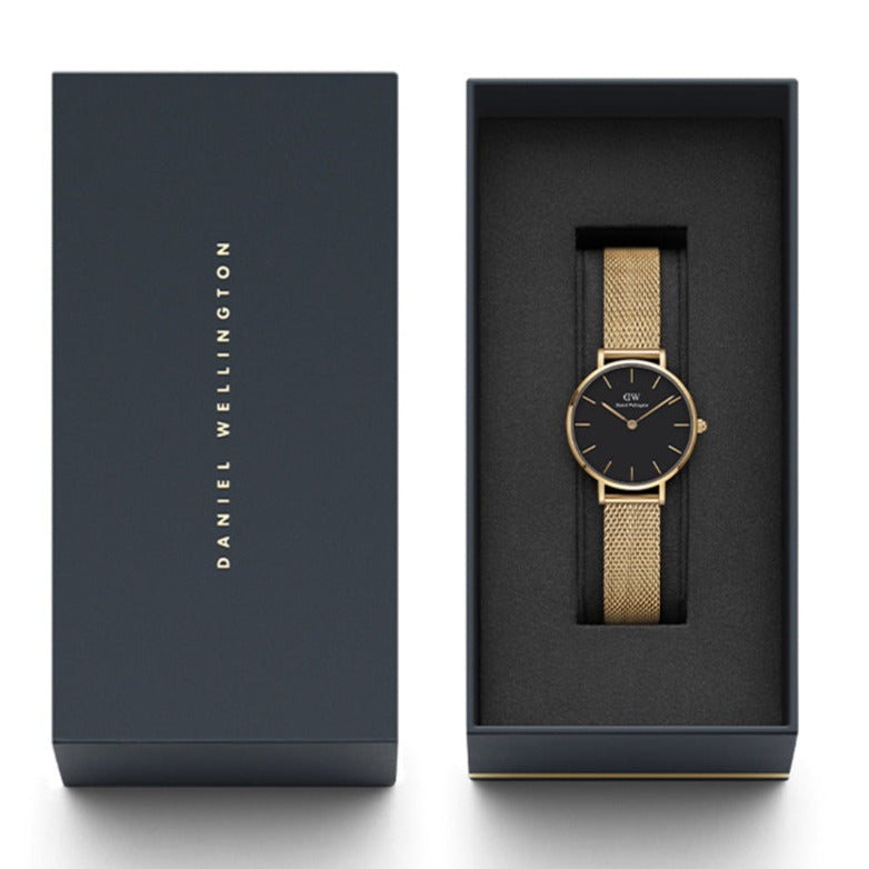Daniel Wellington Classic Petite Evergold Black Dial Gold Mesh Bracelet Watch For Women - DW00100349 Buy Now By Daniel Wellington