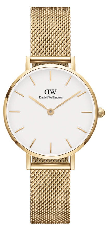 Daniel Wellington Classic Petite Evergold White Dial Gold Mesh Bracelet Watch For Women - DW00100350 Buy Now By Daniel Wellington