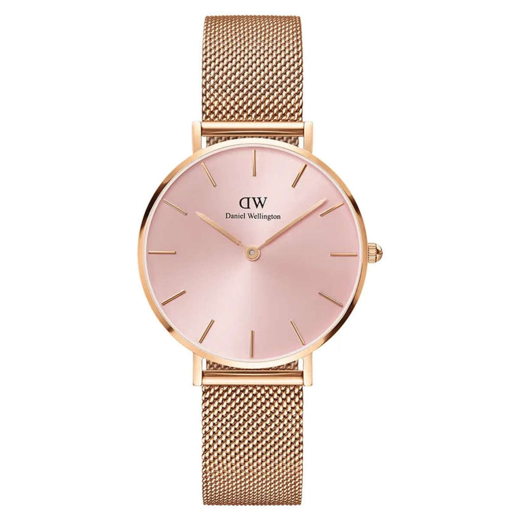 Daniel Wellington Petite Melrose Pink Dial Rose Gold Mesh Strap Watch For Women - DW00100367 Buy Now By Daniel Wellington