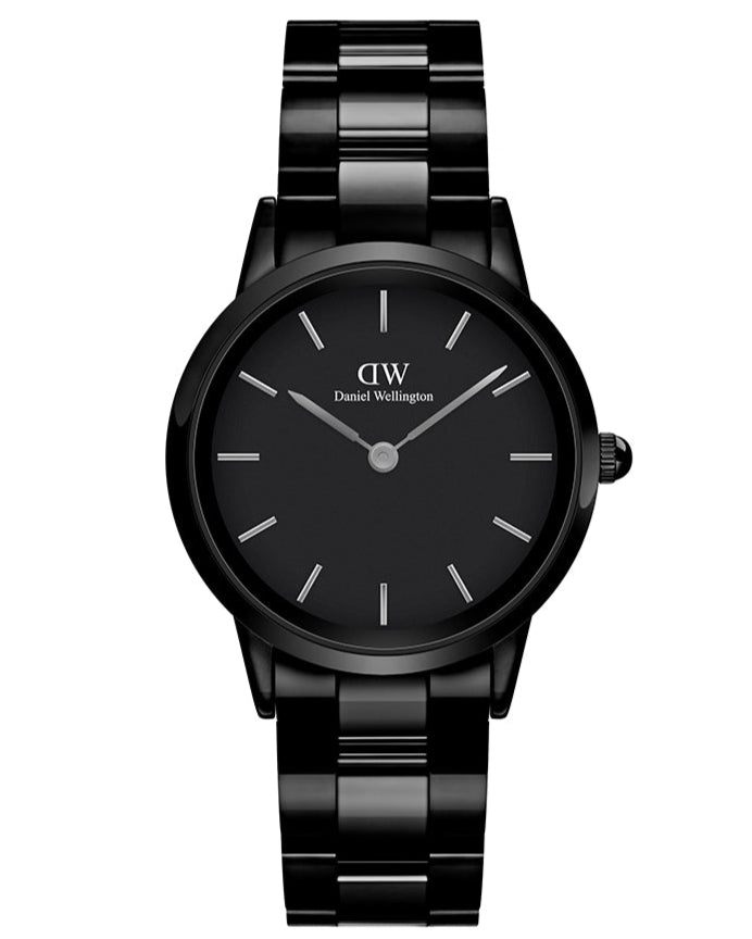 Daniel Wellington Iconic Link Ceramic Black Dial Black Steel Strap Watch For Women - DW00100414 Buy Now By Daniel Wellington