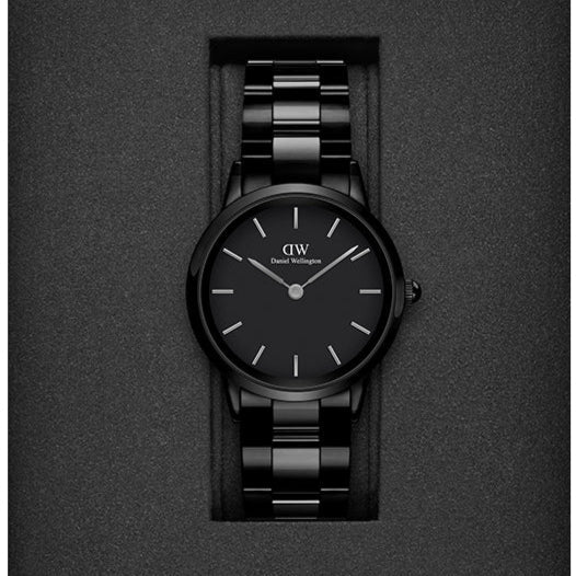 Daniel Wellington Iconic Link Ceramic Black Dial Black Steel Strap Watch For Women - DW00100414 Buy Now By Daniel Wellington