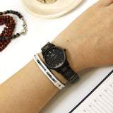 Daniel Wellington Iconic Link Ceramic Black Dial Black Steel Strap Watch For Women - DW00100414