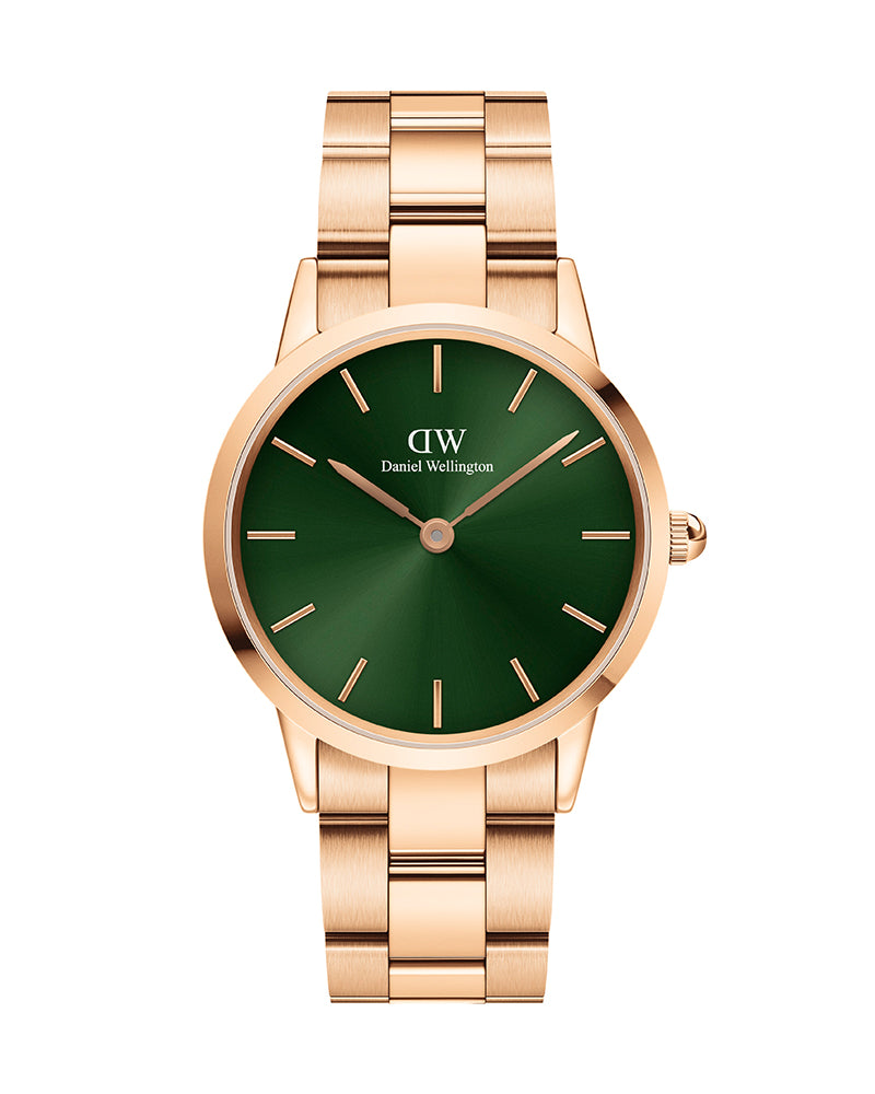 Daniel Wellington Iconic Link Emerald Green Dial Rose Gold Steel Strap Watch For Women - DW00100419 Buy Now By Daniel Wellington