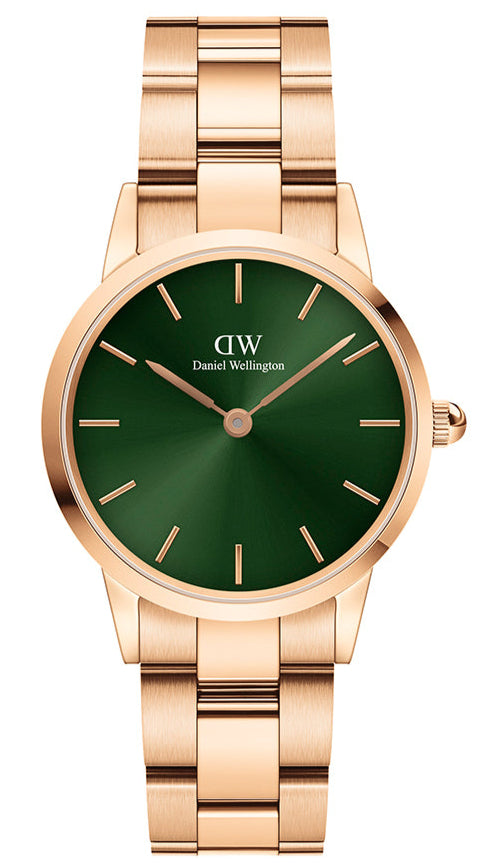 Daniel Wellington Iconic Link Emerald Green Dial Rose Gold Steel Strap Watch For Women - DW00100421 Buy Now By Daniel Wellington
