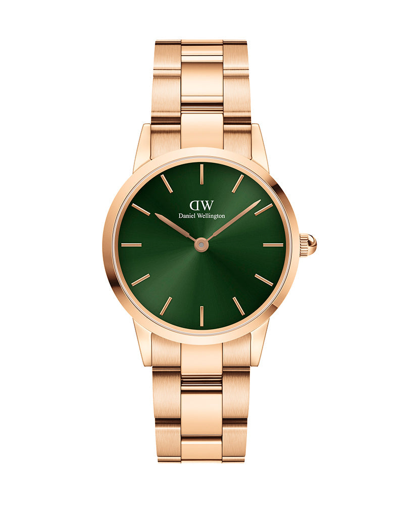 Daniel Wellington Iconic Link Emerald Green Dial Rose Gold Steel Strap Watch For Women - DW00100421 Buy Now By Daniel Wellington