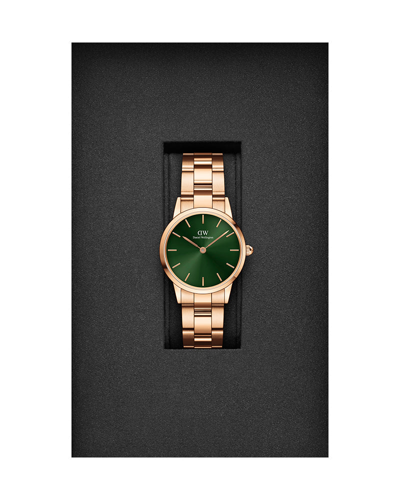 Daniel Wellington Iconic Link Emerald Green Dial Rose Gold Steel Strap Watch For Women - DW00100421 Buy Now By Daniel Wellington